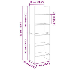 Βιβλιοθήκη Γκρι 60 x 35 x 180 εκ. από Επεξ. Ξύλο