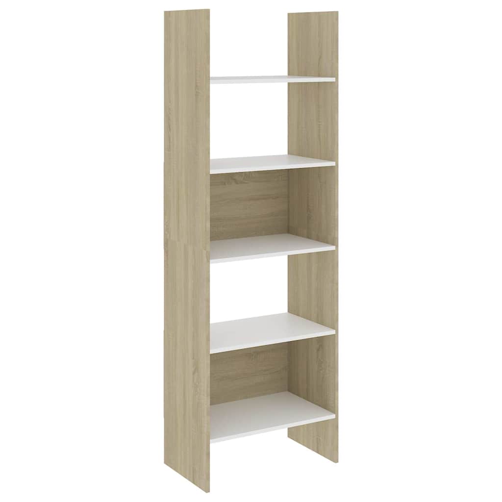 Βιβλιοθήκη Λευκό/Sonoma Δρυς 60 x 35 x 180 εκ. από Επεξ. Ξύλο