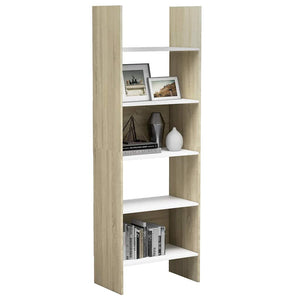 Βιβλιοθήκη Λευκό/Sonoma Δρυς 60 x 35 x 180 εκ. από Επεξ. Ξύλο