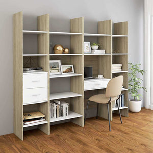 Βιβλιοθήκη Λευκό/Sonoma Δρυς 60 x 35 x 180 εκ. από Επεξ. Ξύλο