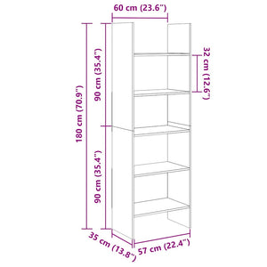 Βιβλιοθήκη Γυαλιστερό Γκρι 60 x 35 x 180 εκ. από Επεξ. Ξύλο