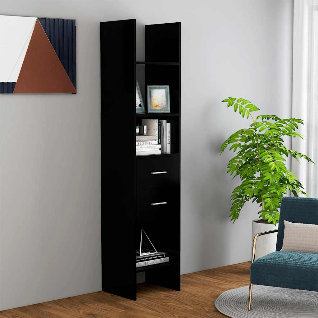 Βιβλιοθήκη Μαύρη 40 x 35 x 180 εκ. από Επεξ. Ξύλο - Pakobazaar
