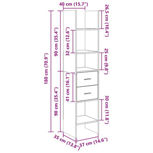 Βιβλιοθήκη Μαύρη 40 x 35 x 180 εκ. από Επεξ. Ξύλο - Pakobazaar