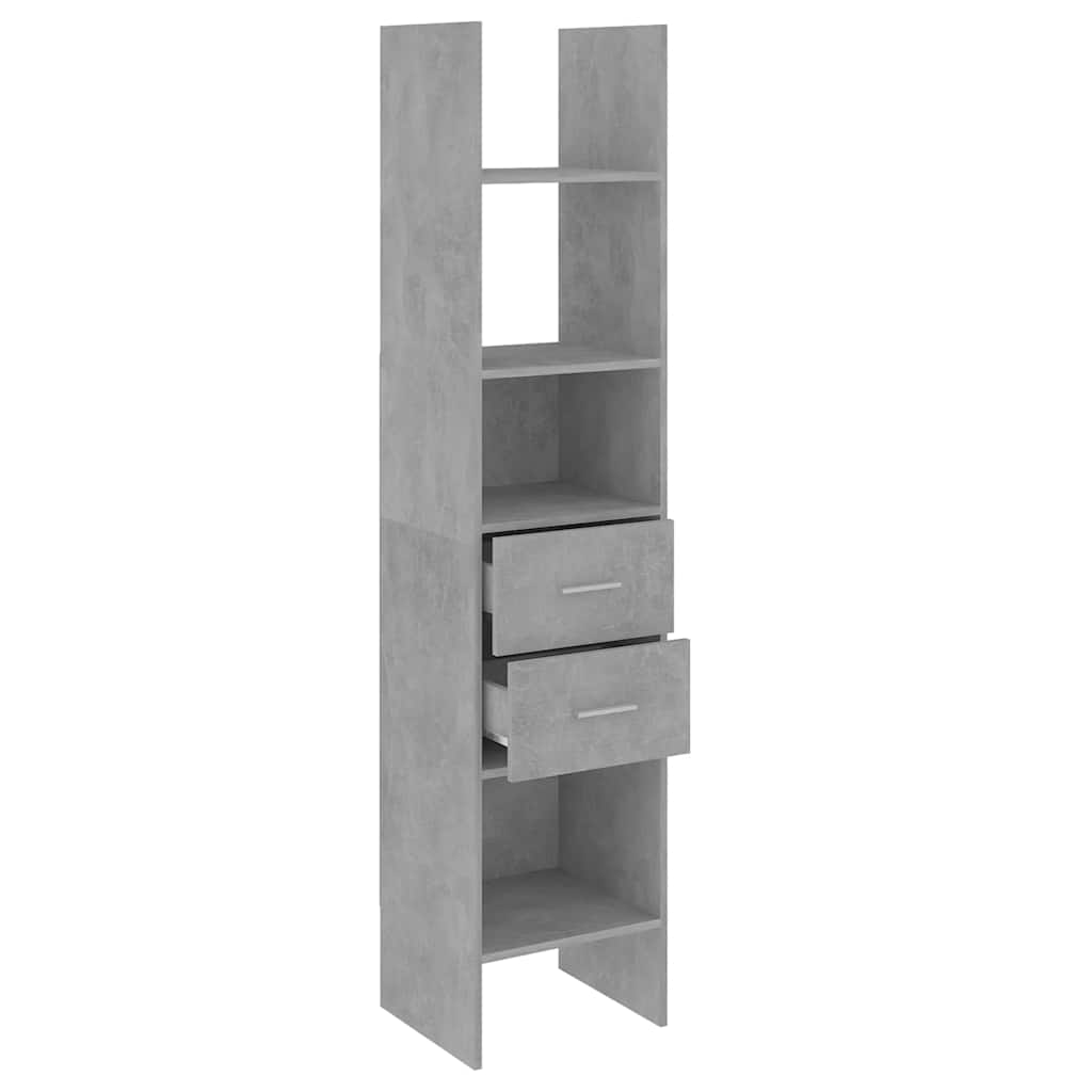 Βιβλιοθήκη Γκρι Σκυροδέματος 40 x 35 x 180 εκ. από Επεξ. Ξύλο - Pakobazaar