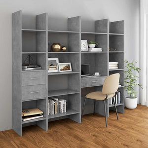 Βιβλιοθήκη Γκρι Σκυροδέματος 40 x 35 x 180 εκ. από Επεξ. Ξύλο - Pakobazaar