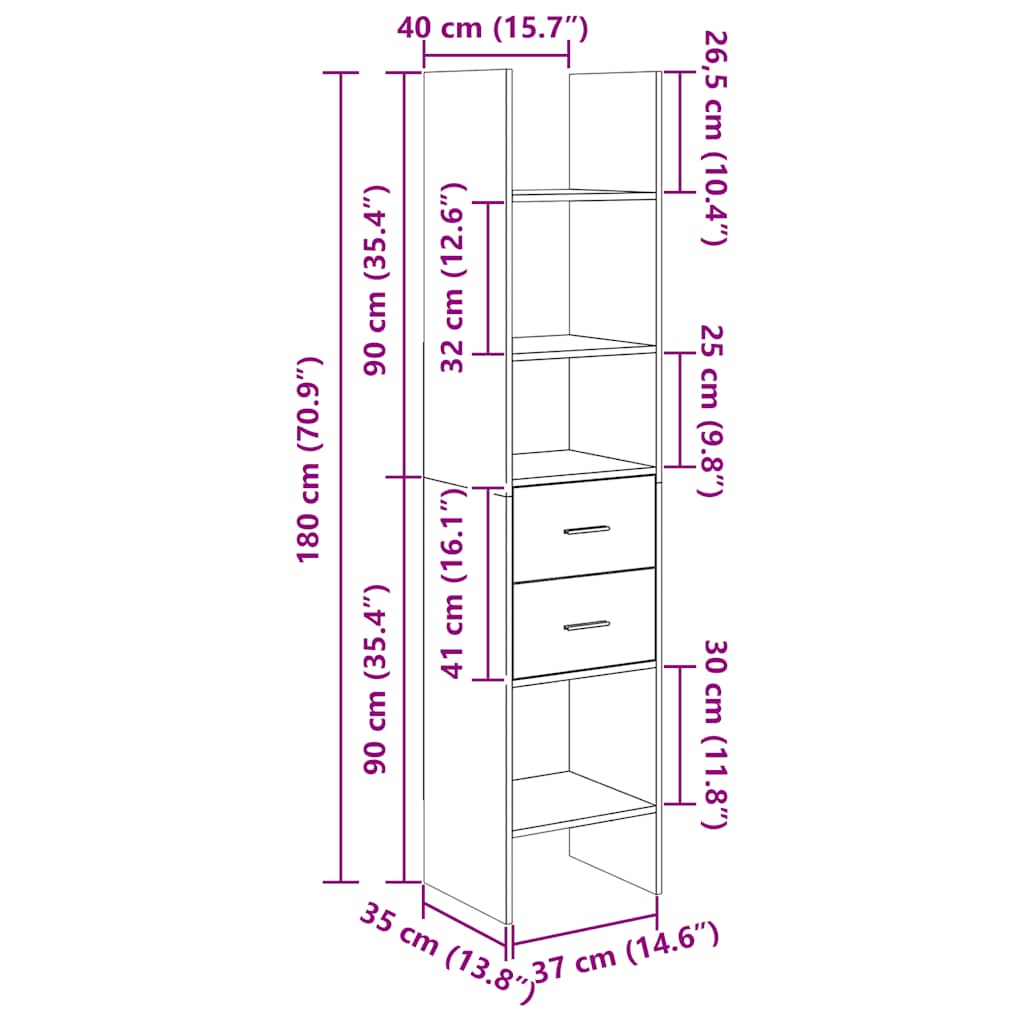 Βιβλιοθήκη Γυαλιστερό Λευκό 40 x 35 x 180 εκ. από Επεξ. Ξύλο
