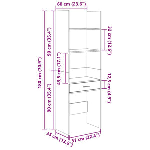 Βιβλιοθήκη Γυαλιστερό Μαύρο 60 x 35 x 180 εκ. από Επεξ. Ξύλο