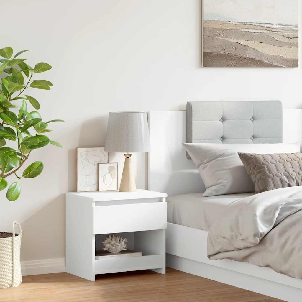 Κομοδίνο Λευκό 40 x 30 x 39 εκ. από Επεξ. Ξύλο - Pakobazaar