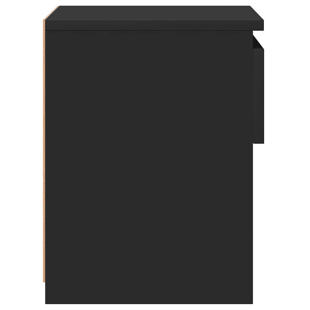 Κομοδίνο Μαύρο 40 x 30 x 39 εκ. από Επεξ. Ξύλο