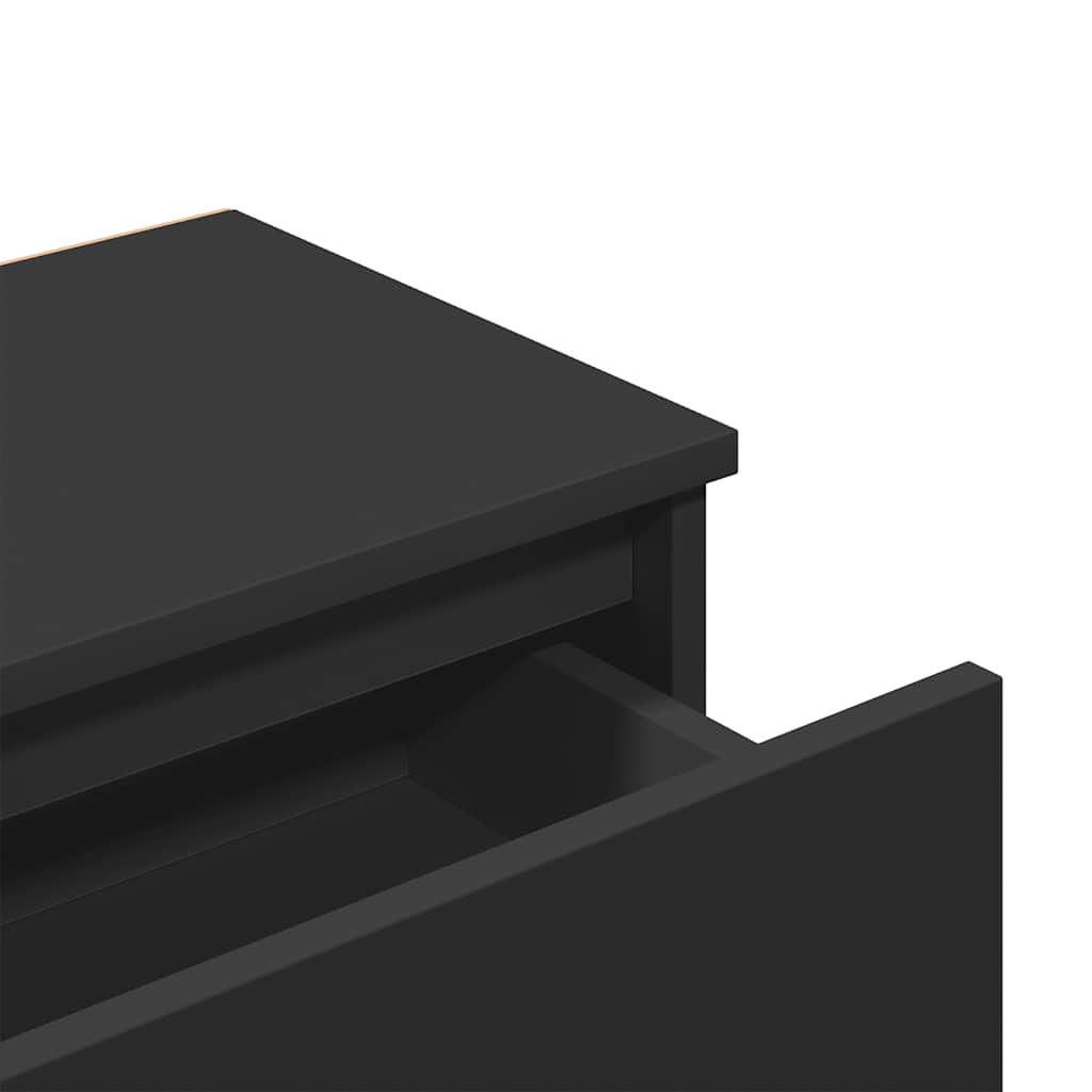 Κομοδίνο Μαύρο 40 x 30 x 39 εκ. από Επεξ. Ξύλο