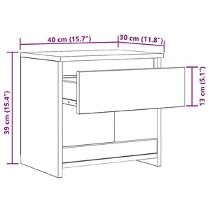 Κομοδίνα 2 τεμ. Γκρι Σκυροδέματος 40 x 30 x 39 εκ. Επεξ. Ξύλο - Pakobazaar