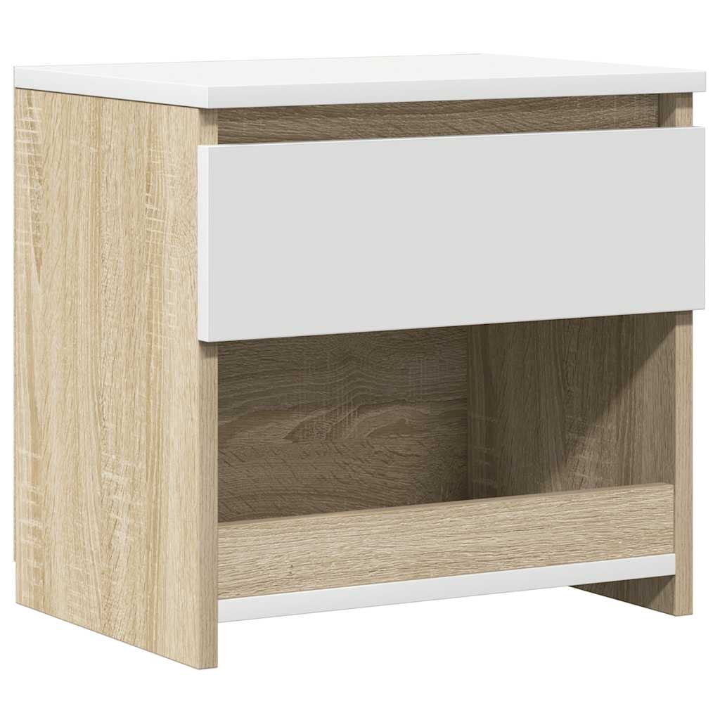 Κομοδίνο Λευκό/Sonoma Δρυς 40 x 30 x 39 εκ. από Μοριοσανίδα
