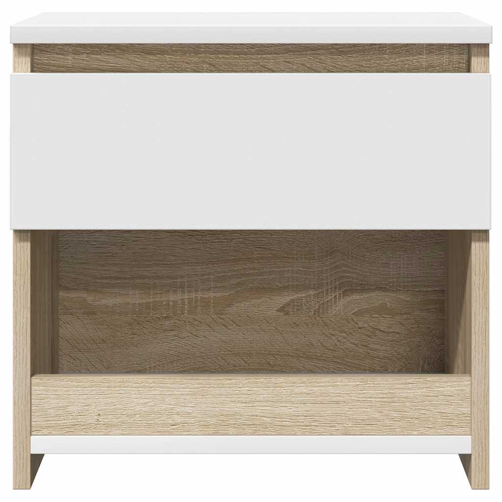 Κομοδίνο Λευκό/Sonoma Δρυς 40 x 30 x 39 εκ. από Μοριοσανίδα