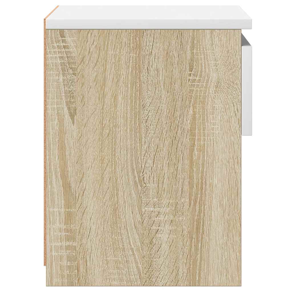 Κομοδίνο Λευκό/Sonoma Δρυς 40 x 30 x 39 εκ. από Μοριοσανίδα