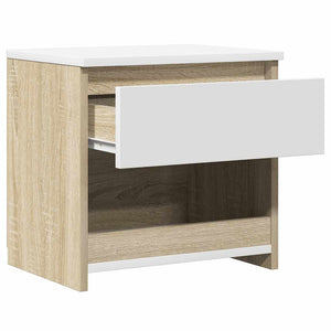 Κομοδίνο Λευκό/Sonoma Δρυς 40 x 30 x 39 εκ. από Μοριοσανίδα