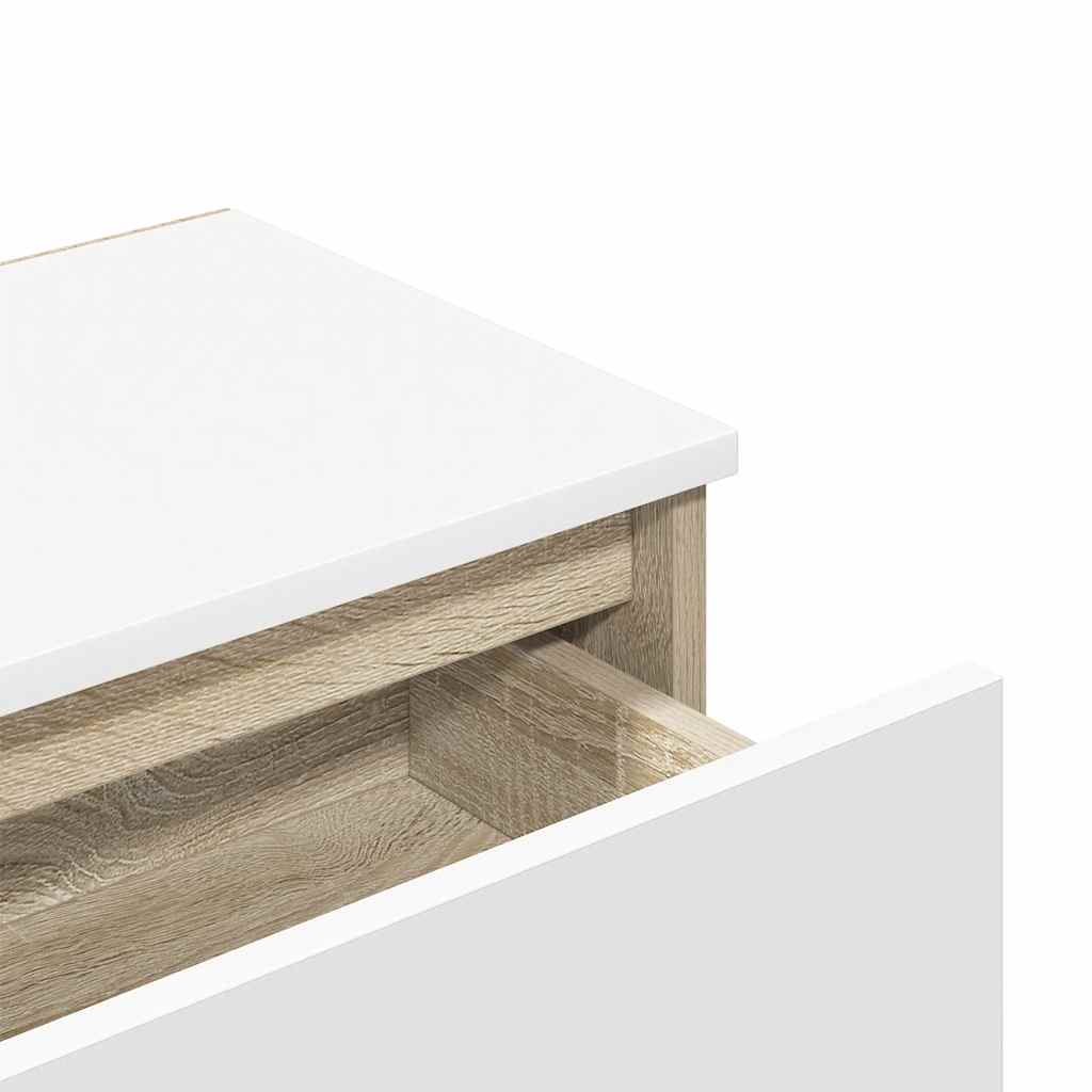 Κομοδίνο Λευκό/Sonoma Δρυς 40 x 30 x 39 εκ. από Μοριοσανίδα