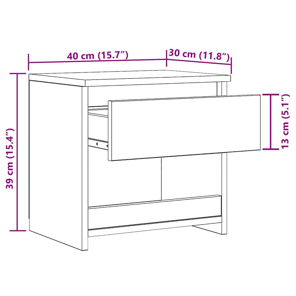 Κομοδίνο Λευκό/Sonoma Δρυς 40 x 30 x 39 εκ. από Μοριοσανίδα