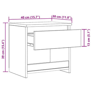 Κομοδίνο Λευκό/Sonoma Δρυς 40 x 30 x 39 εκ. από Μοριοσανίδα