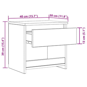 Κομοδίνο Γυαλιστερό Μαύρο 40 x 30 x 39 εκ. από Επεξ. Ξύλο - Pakobazaar