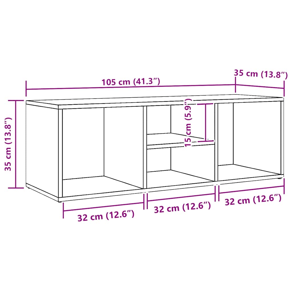 Πάγκος Αποθήκευσης Παπουτσιών Μαύρος 105x35x35 εκ. Επεξ. Ξύλο - Pakobazaar