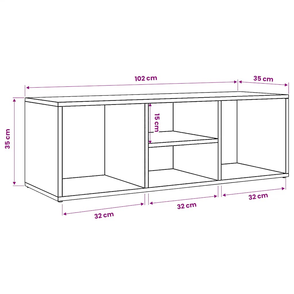 Πάγκος Αποθήκευσης Παπουτσιών Γκρι 102x35x35 εκ. Μοριοσανίδα