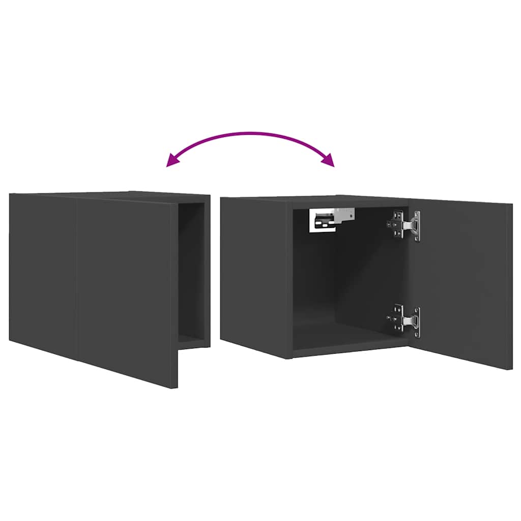 Έπιπλα Τηλεόρασης Κρεμαστά 2 τεμ. Γκρι 30,5x30x30εκ. Επεξ. Ξύλο