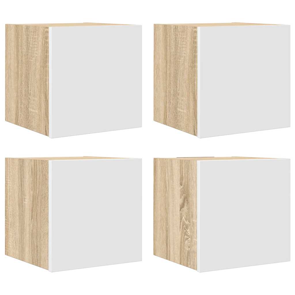 Έπιπλα Τηλεόρασης Κρ. 4 τεμ. Λευκά / Sonoma Δρυς 30,5x30x30 εκ. - Pakobazaar