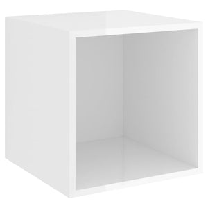 Ντουλάπια Τοίχου 4 τεμ. Γυαλ. Λευκό 37x37x37 εκ. από Επεξ. Ξύλο