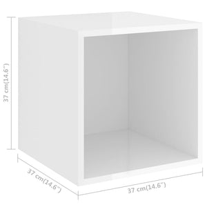 Ντουλάπια Τοίχου 4 τεμ. Γυαλ. Λευκό 37x37x37 εκ. από Επεξ. Ξύλο