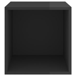 Ντουλάπια Τοίχου 4 τεμ. Γυαλ. Μαύρο 37x37x37 εκ. από Επεξ. Ξύλο - Pakobazaar