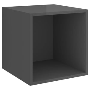 Ντουλάπια Τοίχου 4 τεμ. Γυαλ. Γκρι 37x37x37 εκ. από Επεξ. Ξύλο