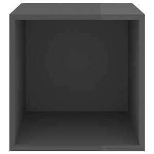 Ντουλάπια Τοίχου 4 τεμ. Γυαλ. Γκρι 37x37x37 εκ. από Επεξ. Ξύλο