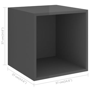 Ντουλάπια Τοίχου 4 τεμ. Γυαλ. Γκρι 37x37x37 εκ. από Επεξ. Ξύλο