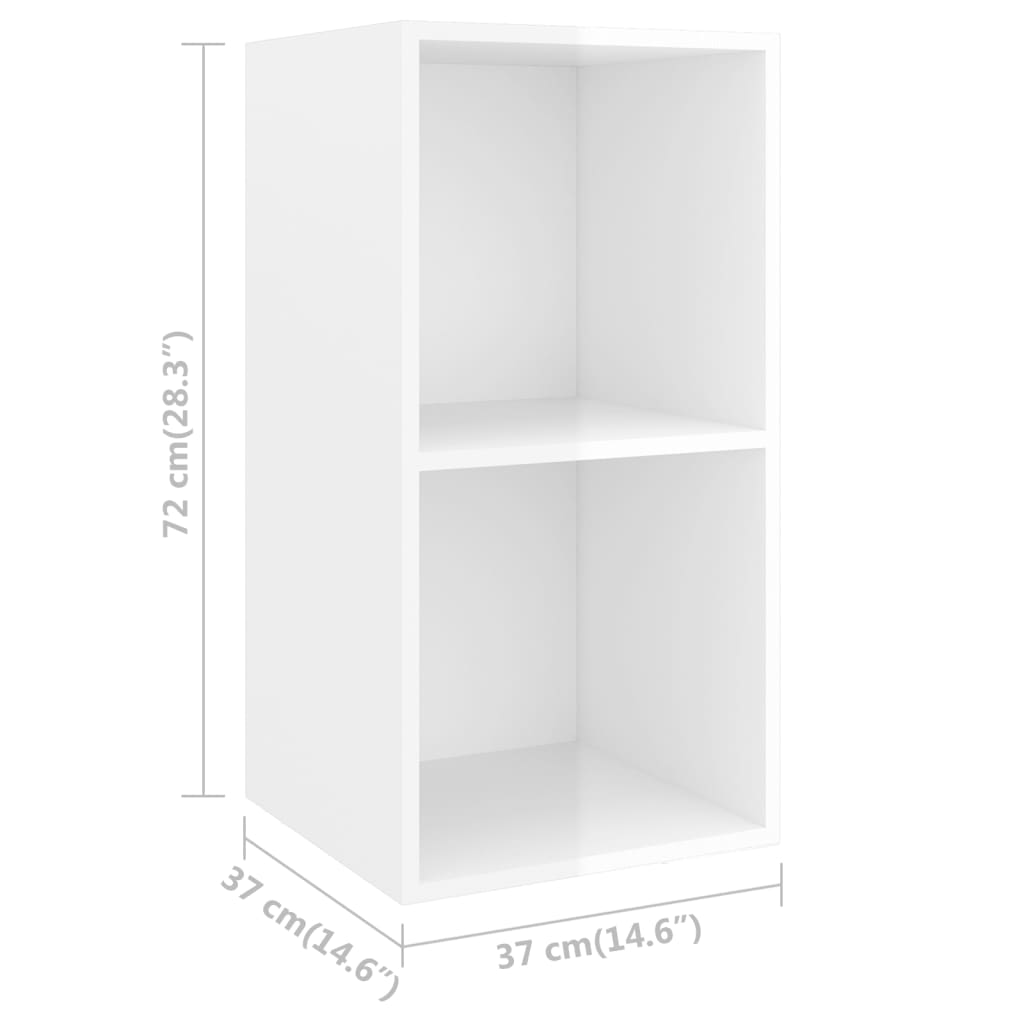 Έπιπλο Τηλεόρασης Κρεμαστό Γυαλ. Λευκό 37x37x72 εκ. Επεξ. Ξύλο