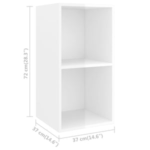 Έπιπλο Τηλεόρασης Κρεμαστό Γυαλ. Λευκό 37x37x72 εκ. Επεξ. Ξύλο