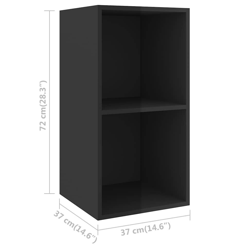 Έπιπλο Τηλεόρασης Κρεμαστό Γυαλ. Μαύρο 37x37x72 εκ. Επεξ. Ξύλο
