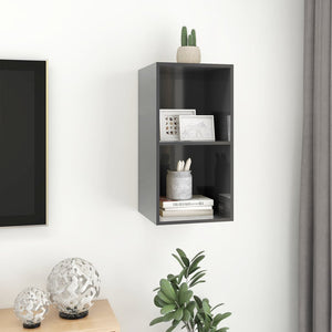 Έπιπλο Τηλεόρασης Κρεμαστό Γυαλ. Γκρι 37x37x72 εκ. Επεξ. Ξύλο