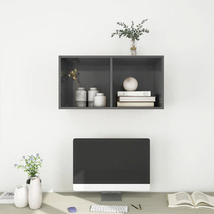 Έπιπλο Τηλεόρασης Κρεμαστό Γυαλ. Γκρι 37x37x72 εκ. Επεξ. Ξύλο