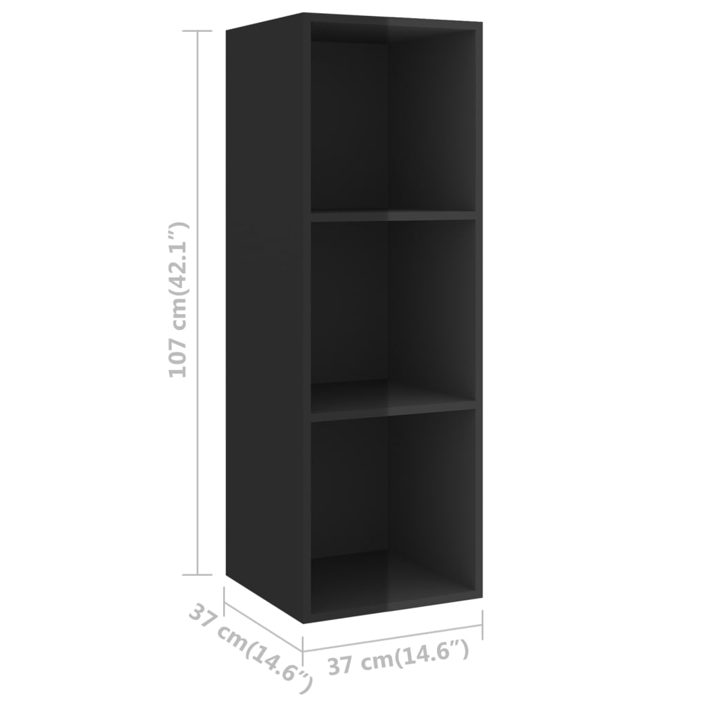 Έπιπλο Τηλεόρασης Κρεμαστό Γυαλ. Μαύρο 37x37x107 εκ Επεξ. Ξύλο