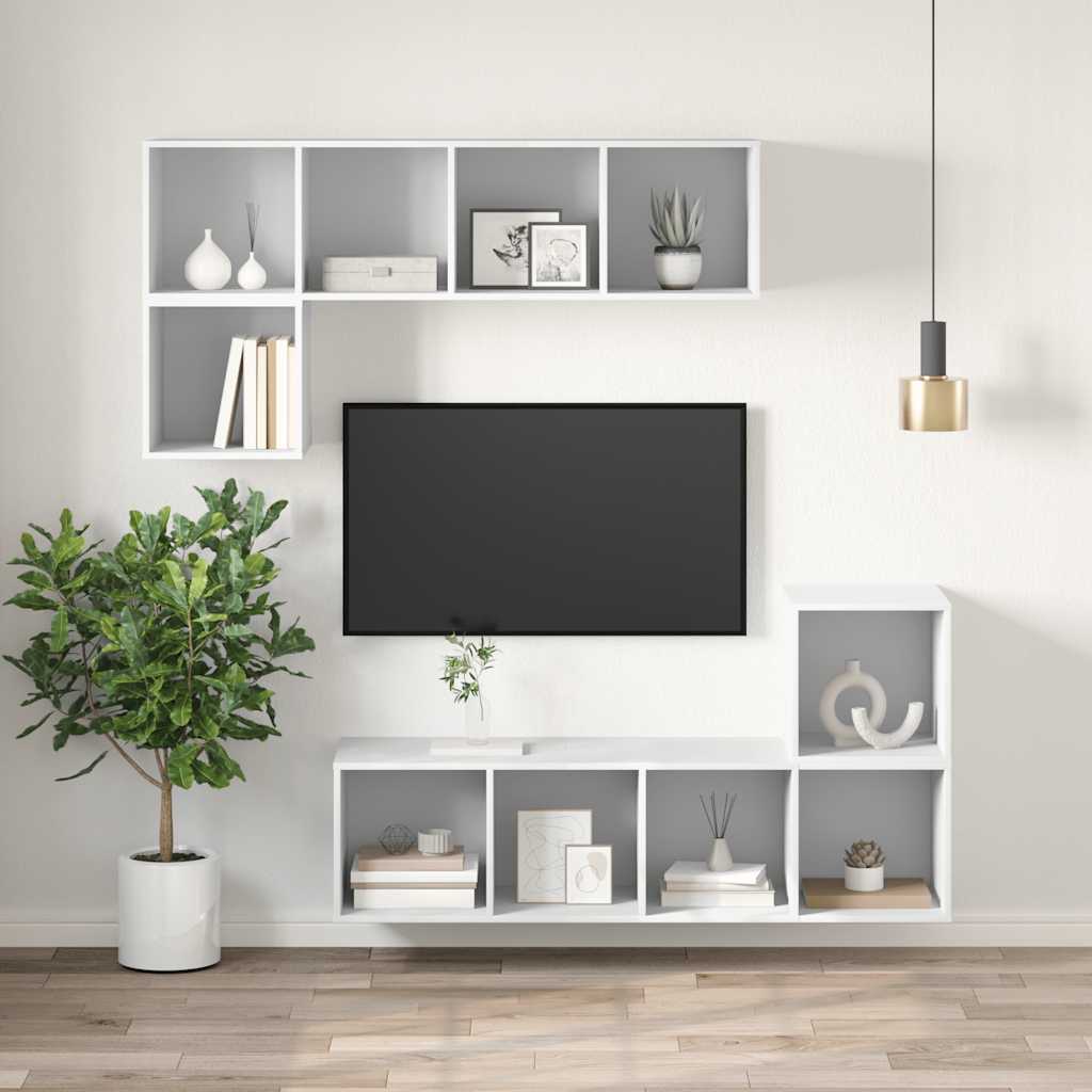 Έπιπλο Τηλεόρασης Κρεμαστό Λευκό 37x37x142,5 εκ. από Επεξ. Ξύλο - Pakobazaar