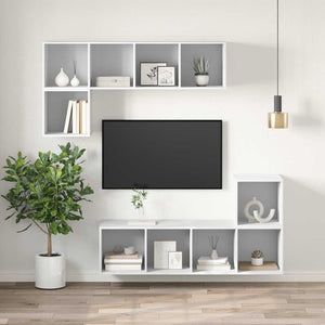 Έπιπλο Τηλεόρασης Κρεμαστό Λευκό 37x37x142,5 εκ. από Επεξ. Ξύλο - Pakobazaar