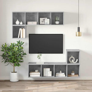 Έπιπλο Τηλεόρασης Κρεμαστό Γκρι Σκυρ. 37x37x142,5εκ Επεξ. Ξύλο