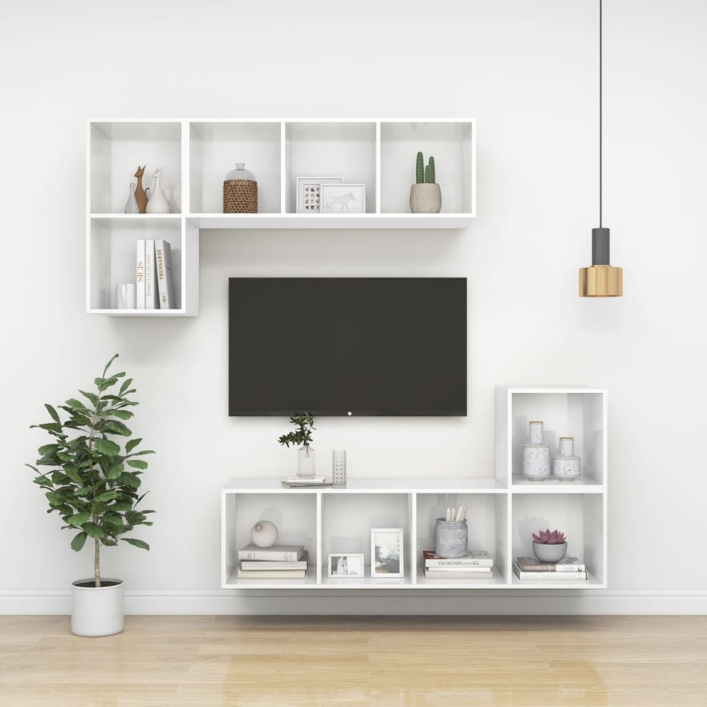 Έπιπλο Τηλεόρασης Κρεμαστό Λευκό 37x37x142,5 εκ. από Επεξ. Ξύλο