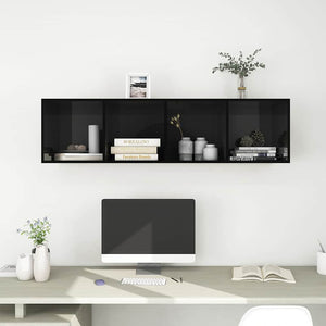 Έπιπλο Τηλεόρασης Κρεμαστό Μαύρο 37x37x142,5 εκ. από Επεξ. Ξύλο