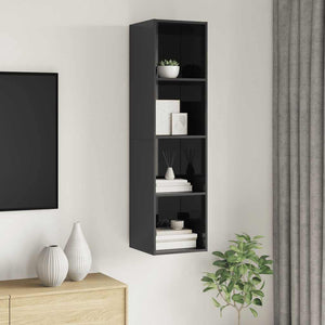 Έπιπλο Τηλεόρασης Κρεμαστό Γυαλ.Γκρι 37x37x142,5 εκ Επεξ. Ξύλο