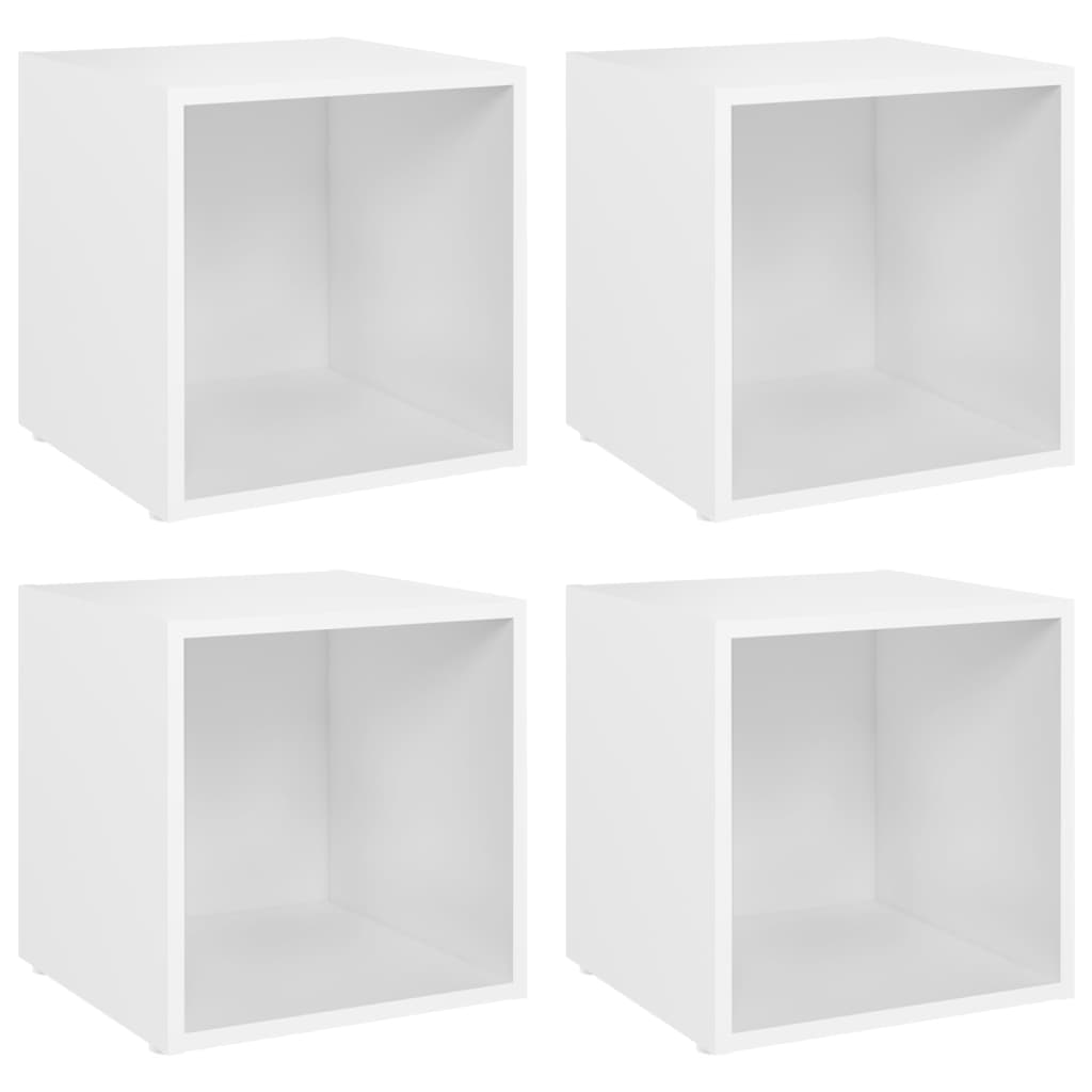 Έπιπλα Τηλεόρασης 4 τεμ. Λευκά 37 x 35 x 37 εκ. από Επεξ. Ξύλο