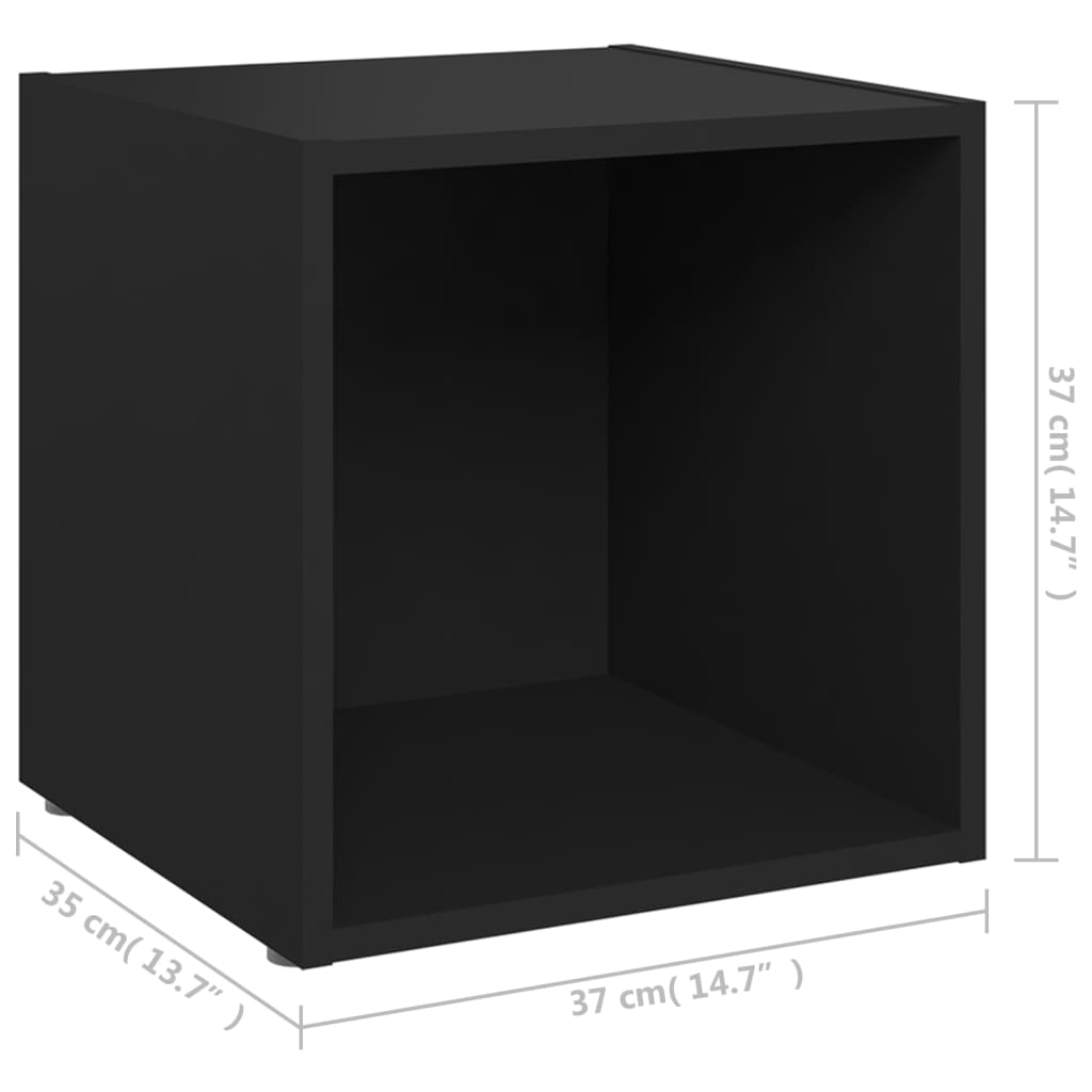 Έπιπλα Τηλεόρασης 4 τεμ. Μαύρα 37 x 35 x 37 εκ. από Επεξ. Ξύλο