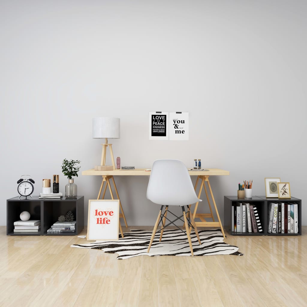 Έπιπλα Τηλεόρασης 4 τεμ. Γκρι 37 x 35 x 37 εκ. από Επεξ. Ξύλο