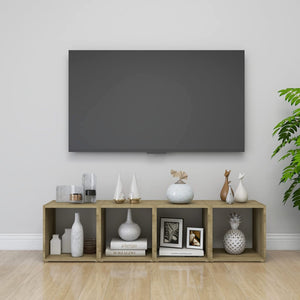 Έπιπλο Τηλεόρασης Λευκό/Sonoma Δρυς 37x35x37 εκ. Επεξ. Ξύλο