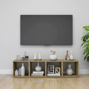 Έπιπλα Τηλεόρασης 2 τεμ. Λευκό & Δρυς 37x35x37 εκ. Επεξ. Ξύλο